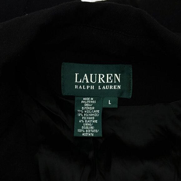 Lauren Ralph Lauren Wool Pea Coat Womens Black Double Breasted Jacket L - Picture 3 of 4